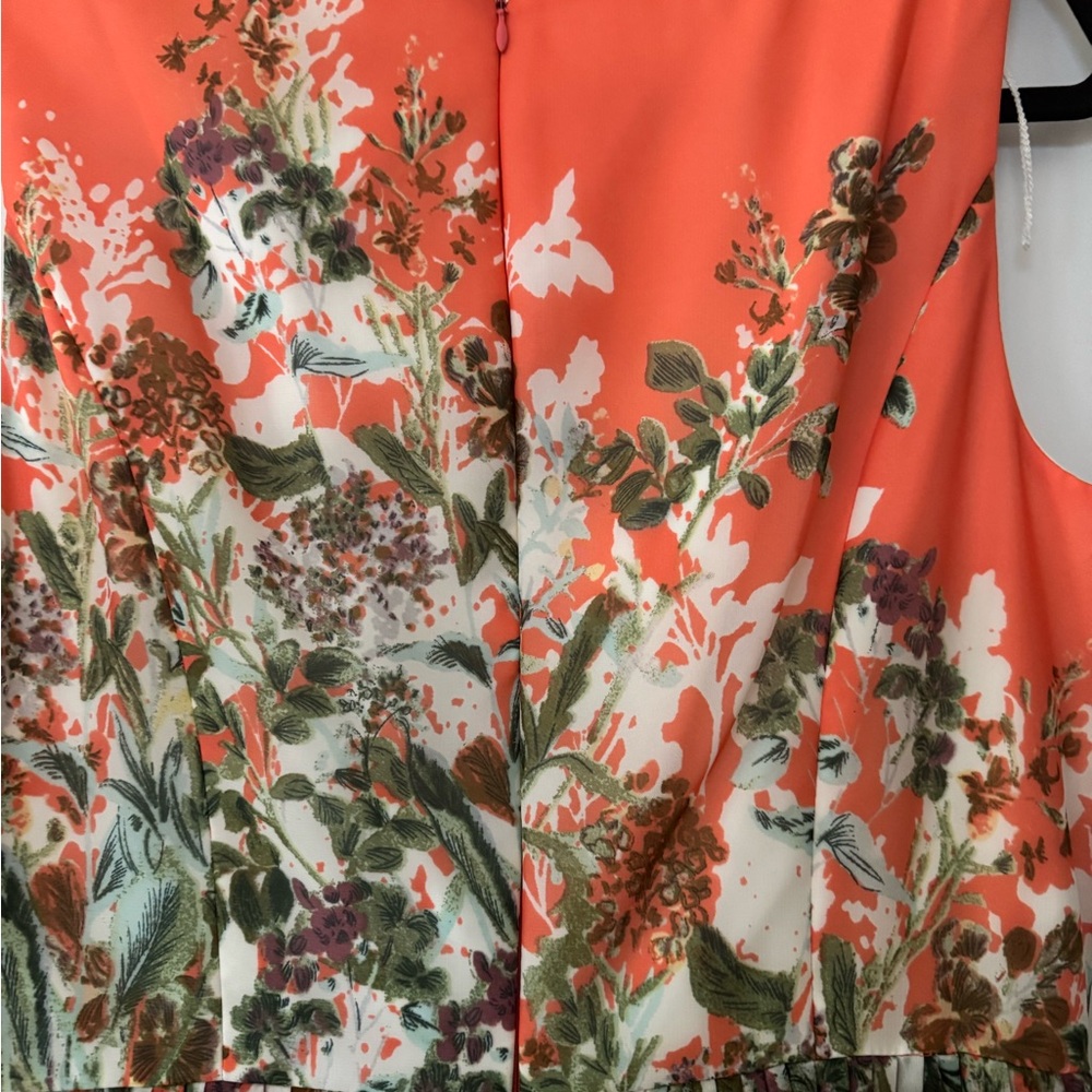 Adrianna Papell Orange Green Pleated Maxi Dress size 12 - Picture 4 of 11